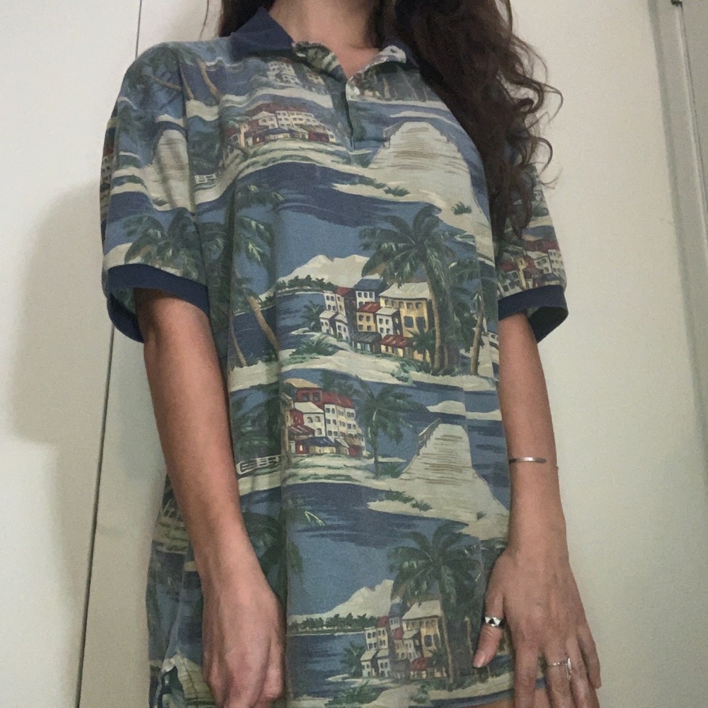 Oversized Nautical Nautica Collar Retro Polo Tee